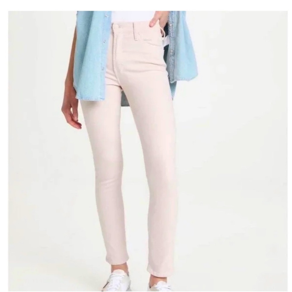 MOTHER Straight Leg Jeans in Light Pink